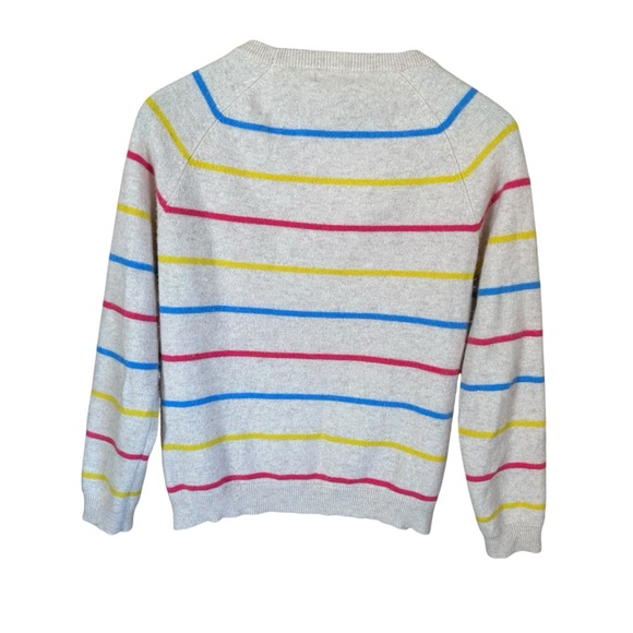 Philosophy 100% Cashmere Striped Crewneck Sweater Beige Sz M - Picture 2 of 5